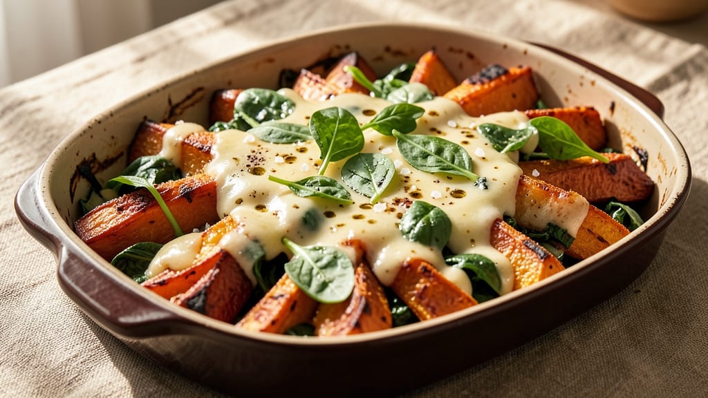Sweet Potato and Spinach Bake Recipe: Crispy Top, Creamy Sweet Potato Core