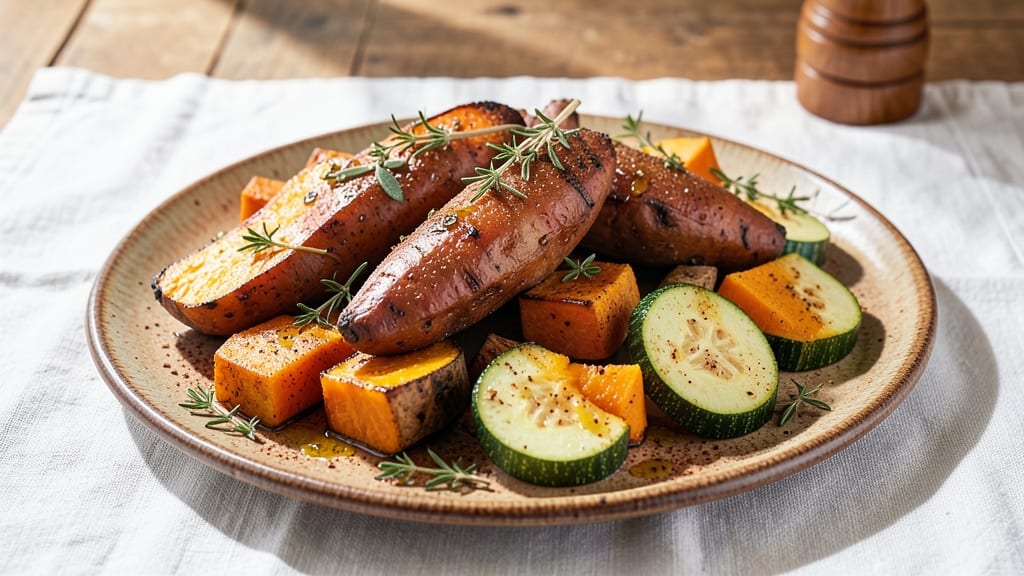 Squash Zucchini Sweet Potato Recipe: Roasted Trio With Caramelized Sweetness