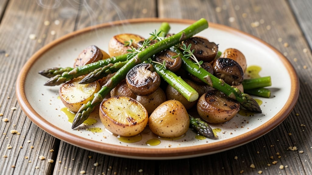 Asparagus Mushroom Potato Recipe: Earthy One-Pan Roast With Golden Crust