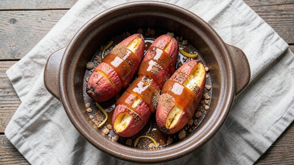 Baked Sweet Potato Crock Pot Recipe: Warm Spiced Cake With Gooey Brown Sugar Topping