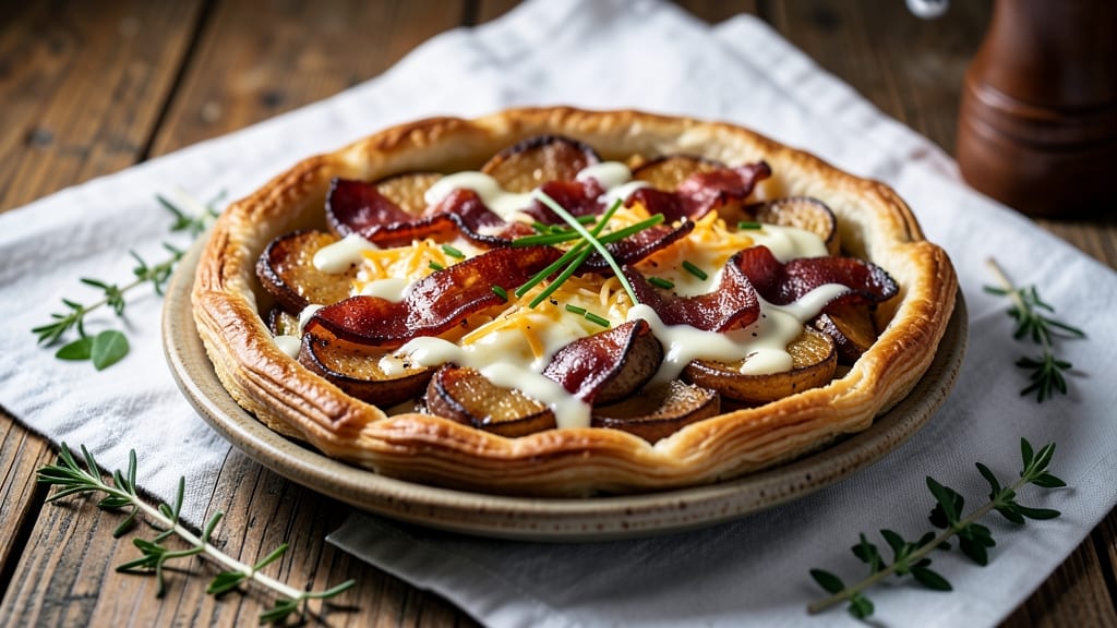 Bacon Potato Tart Recipe: Crispy Layers With Smoky Cheese Topping