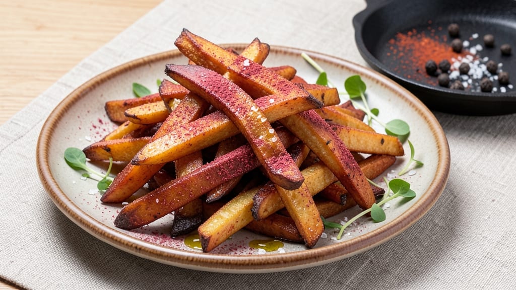 Sweet Potato Fries With Plum Powder Recipe: Deep Purple Crunch With Warm Spice Notes