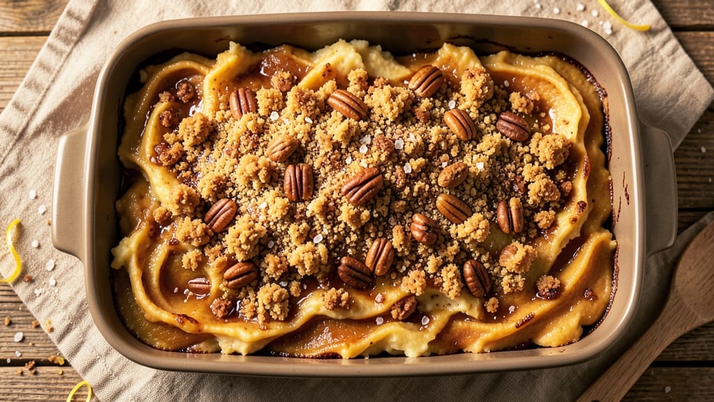 Sweet Potato Casserole Streusel Recipe: Buttery Streusel Crunch Over Creamy Spice