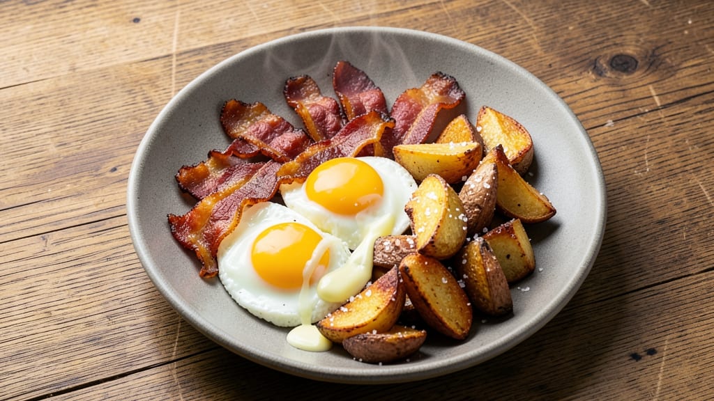 Bacon Egg Potato Recipe: Crispy Hash Browns With Smoky Bacon Bites
