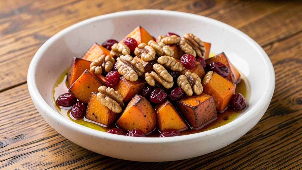 Sweet Potato Walnut Cranberry Recipe: Toasted Triad With Nutty Crunch and Tart Zing