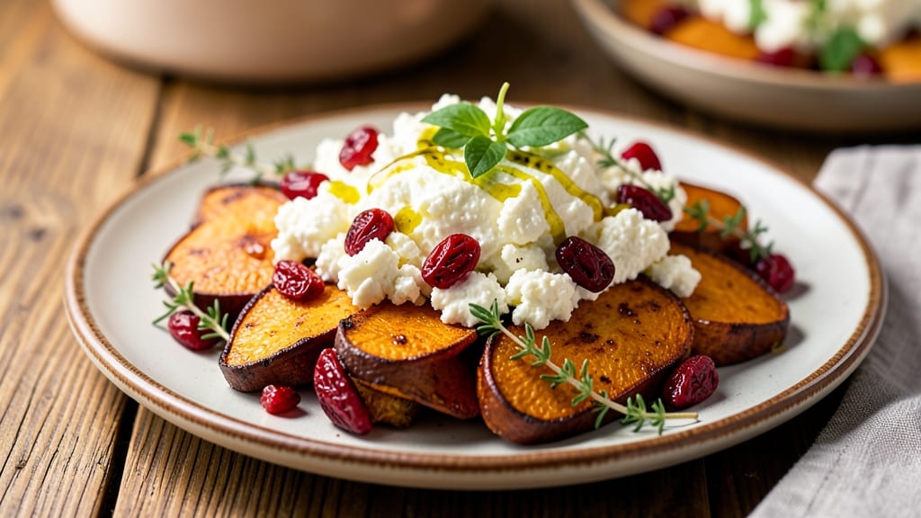 Sweet Potato Goat Cheese Cranberry Recipe: Crispy Roasted Sweetness With Tangy Cheese Swirls