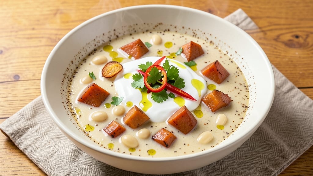 Sweet Potato And White Bean Soup Recipe: Spiced Roasted Depth Meets Creamy Velvety Finish
