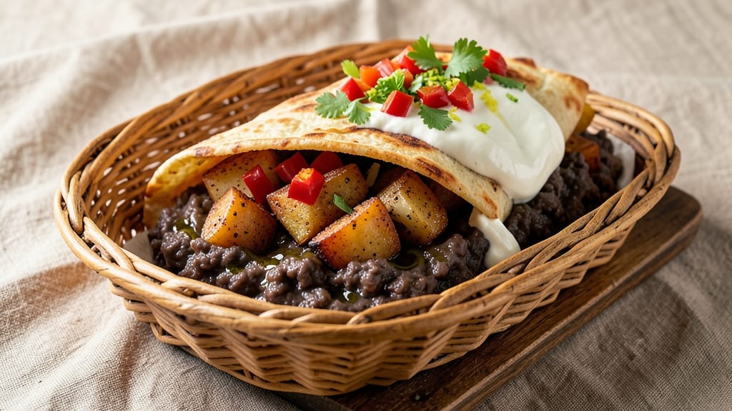 Vegan Potato Burrito Recipe: Spiced Black Bean and Avocado Stuffed Wrap
